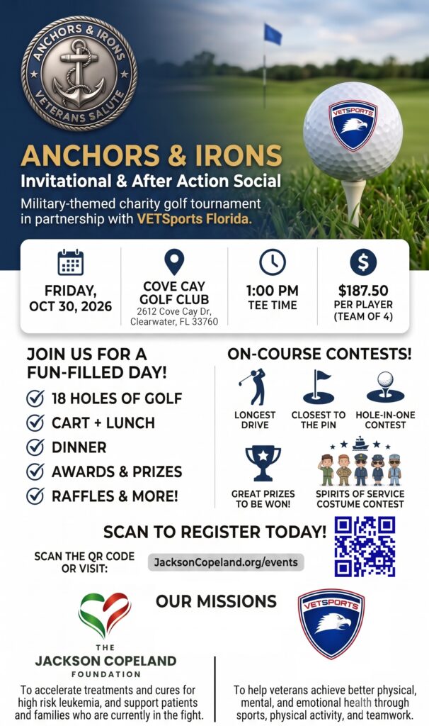 anchors & irons military veteran charity golf tournament flyer